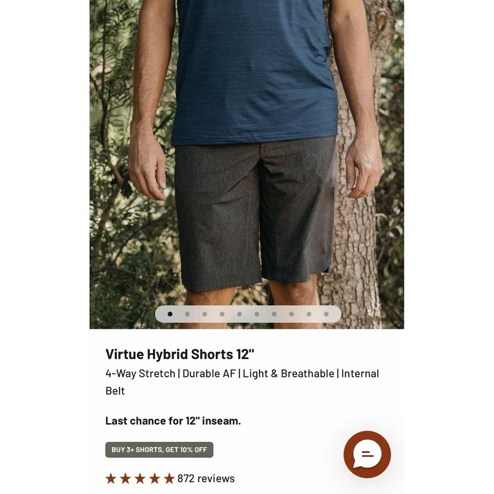 KETL Mountain‎ Apparel Virtue Hybrid Shorts Mens Small 12